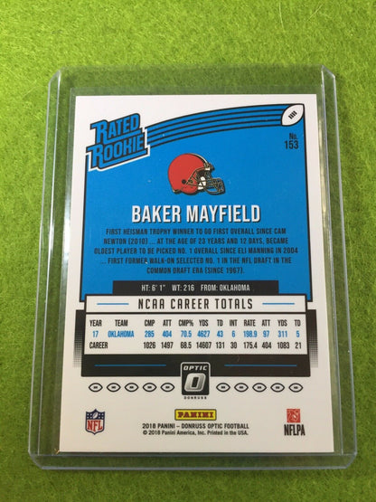 BAKER MAYFIELD OPTIC RATED ROOKIE CARD RC JERSEY #6 Cleveland Browns 2018 Panini