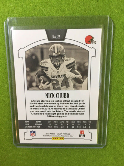 NICK CHUBB NEW CARD Baker Mayfield 's RB CLEVELAND BROWNS 2019 Panini Legacy #25