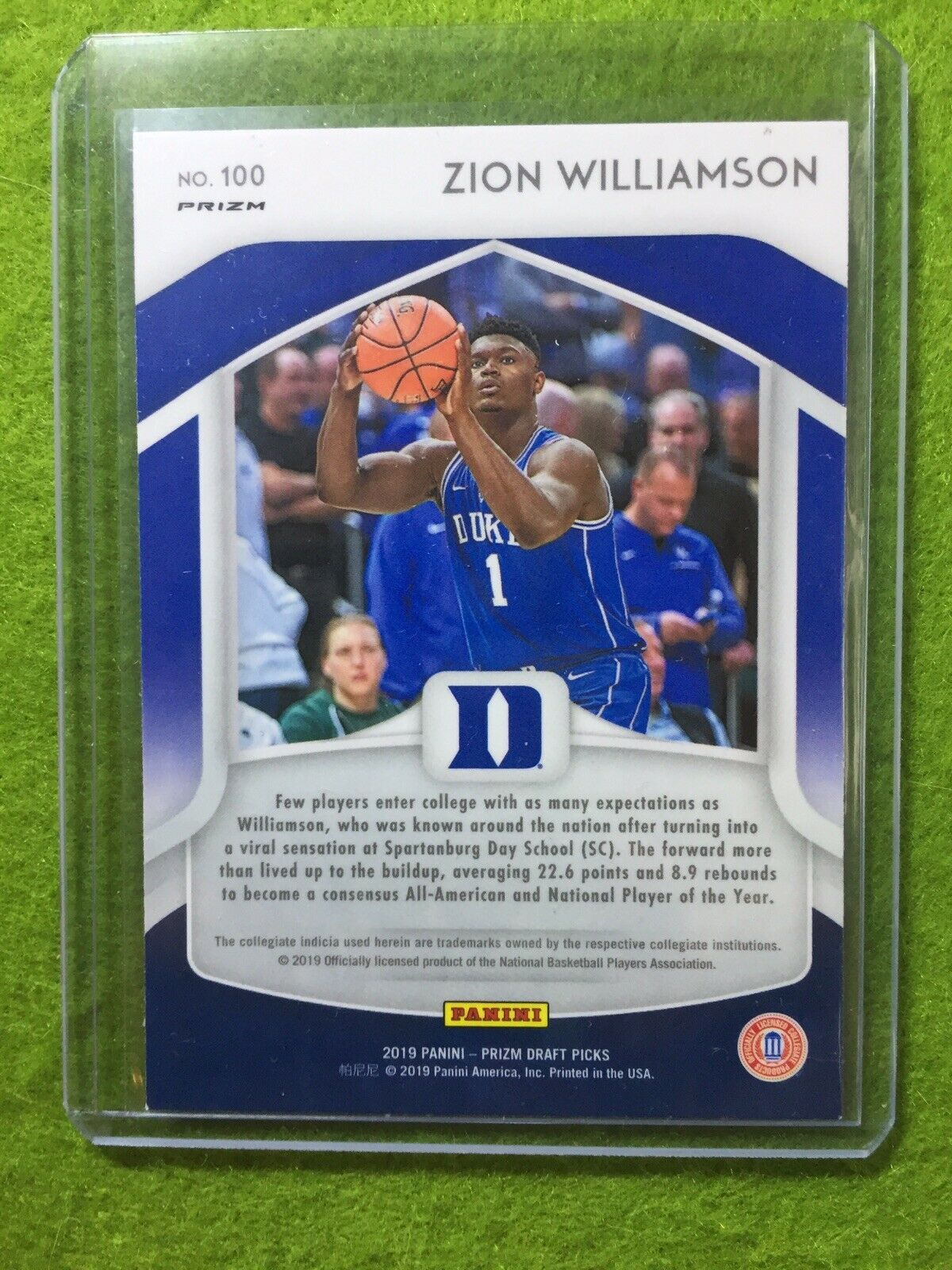 ZION WILLIAMSON PRIZM ROOKIE CARD JERSEY #1 DUKE BLUE REFRACTOR RC 2019 PELICANS