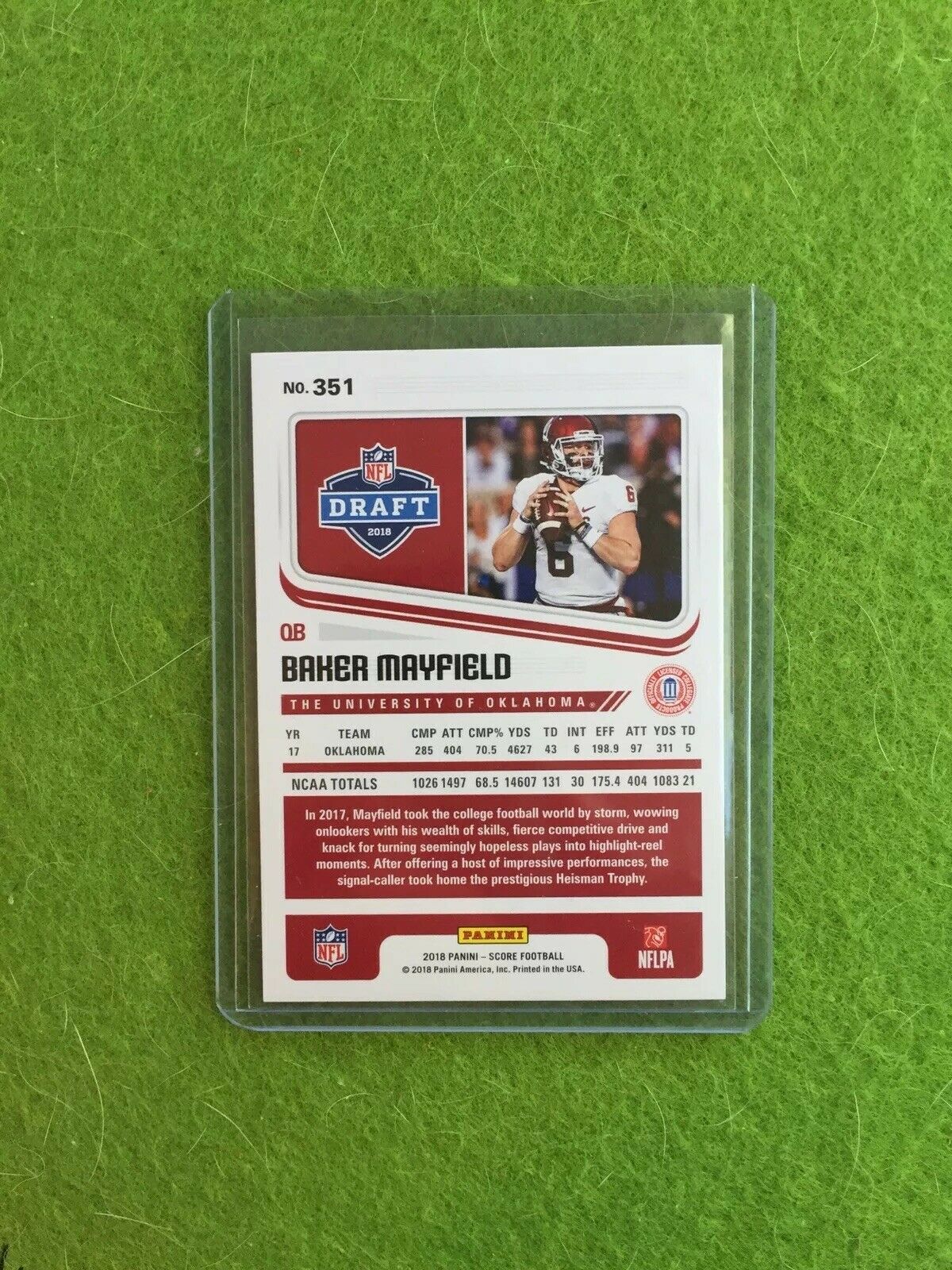 BAKER MAYFIELD ROOKIE CARD BROWNS JERSEY #6 RC 2018 Panini - Score Football #351