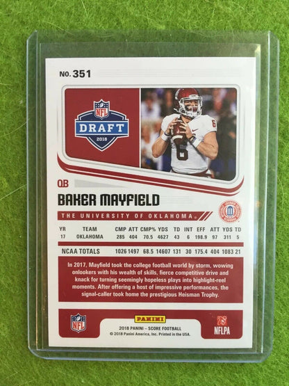 BAKER MAYFIELD ROOKIE CARD BROWNS JERSEY #6 RC 2018 Panini - Score Football #351