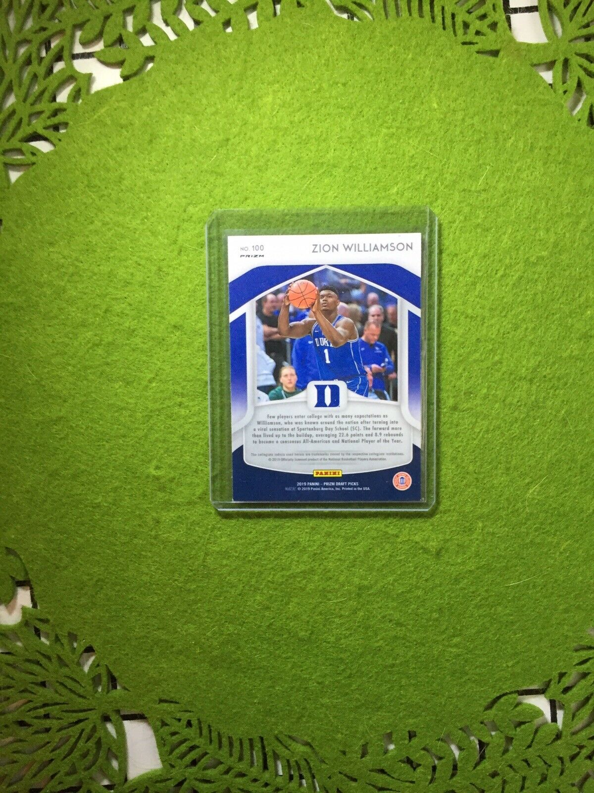 ZION WILLIAMSON PRIZM ROOKIE CARD JERSEY #1 DUKE BLUE REFRACTOR RC 2019 PELICANS