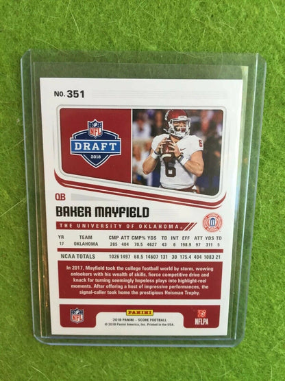 BAKER MAYFIELD ROOKIE CARD BROWNS JERSEY #6 RC 2018 Panini - Score Football #351