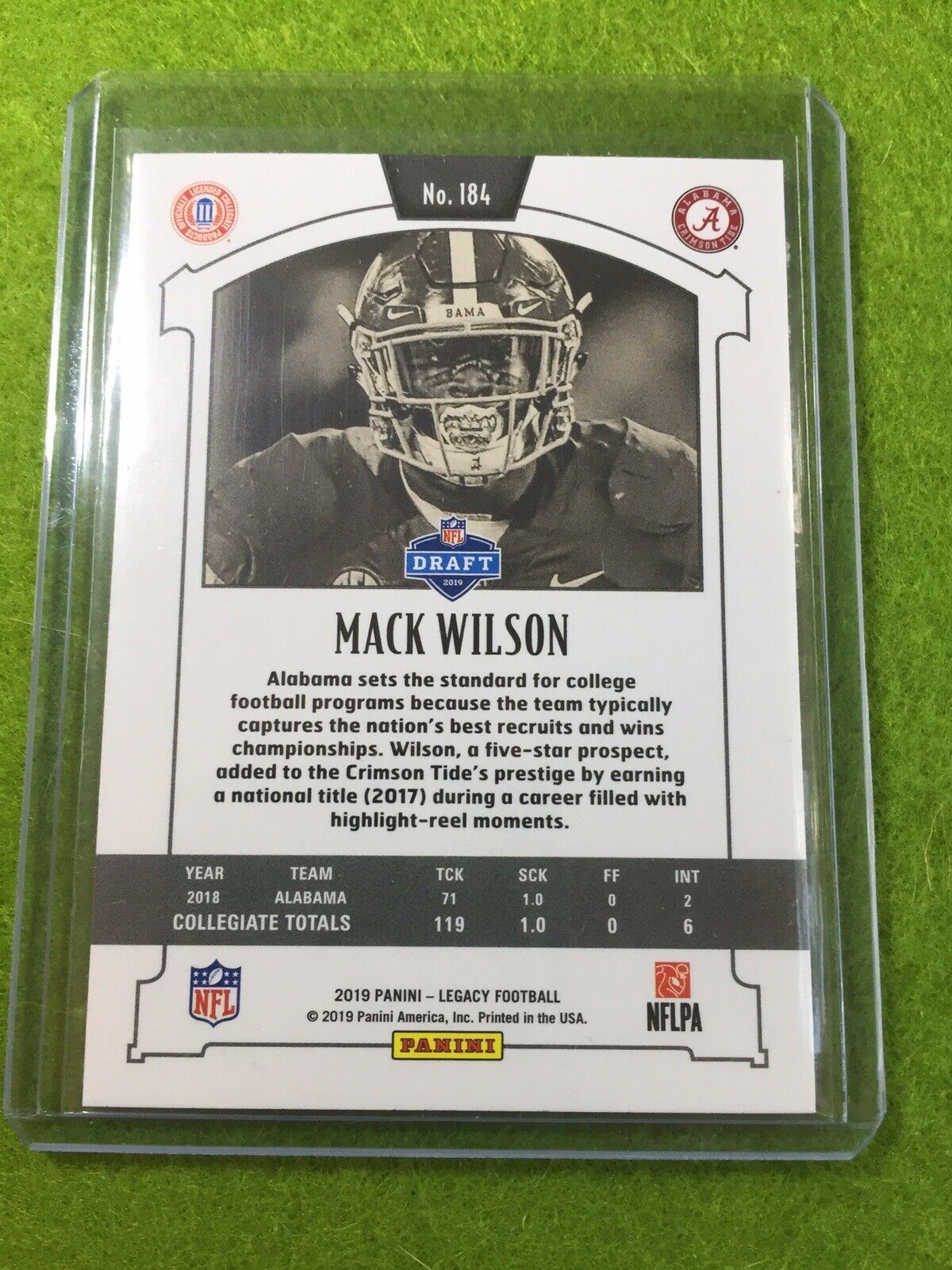 MACK WILSON ROOKIE CARD Baker Mayfield 's LB BROWNS RC 2019 Legacy #184 ALABAMA