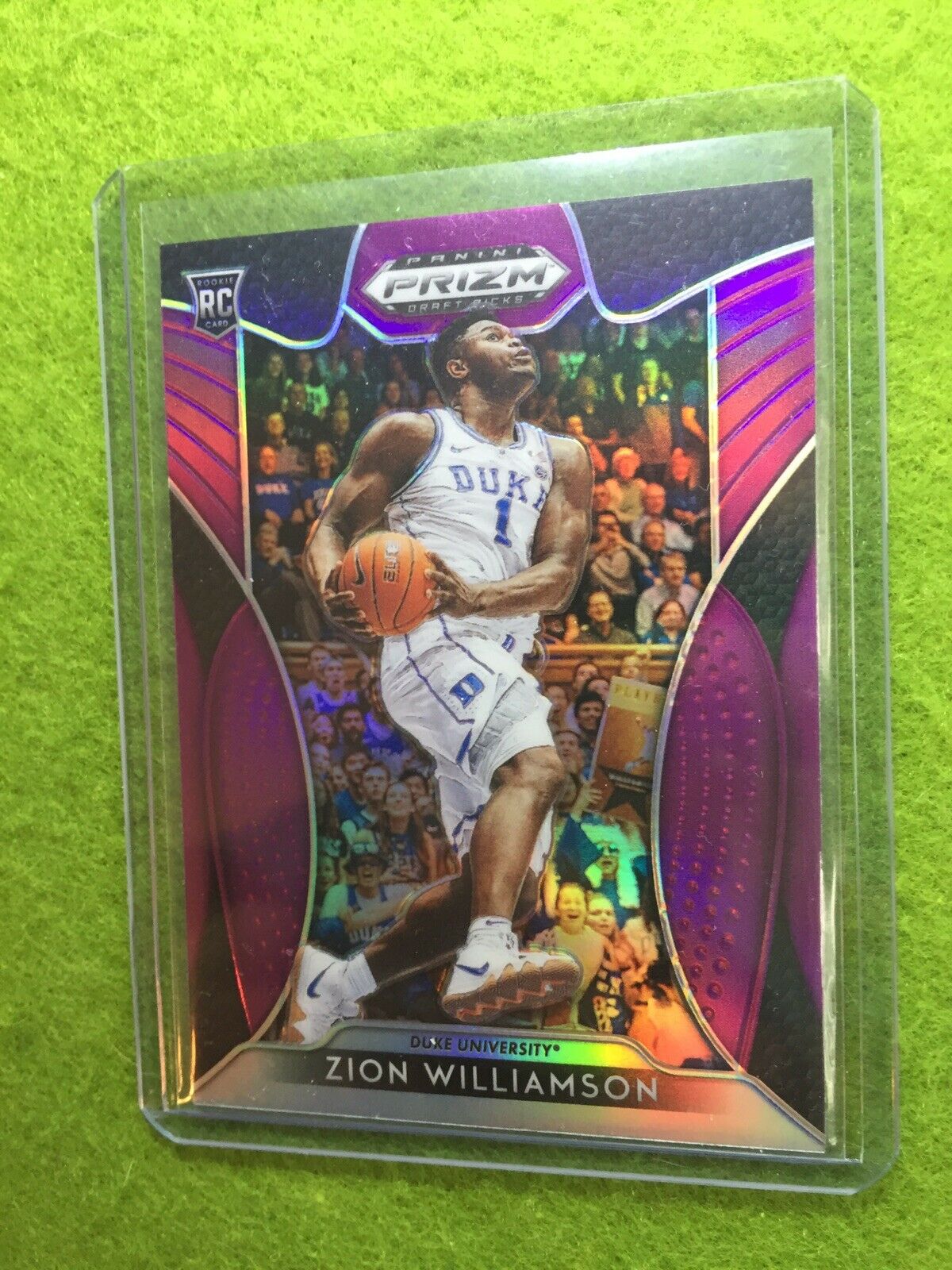 ZION WILLIAMSON PURPLE PRIZM ROOKIE CARD JERSEY#1 DUKE RC 2019 Prizm DP PELICANS