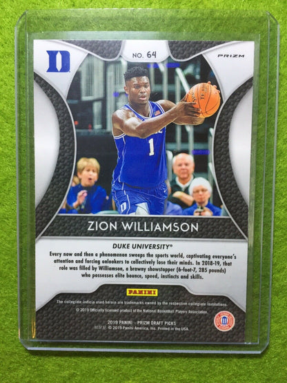 ZION WILLIAMSON ROOKIE CARD PRIZM PANINI RC PELICANS 2019 DUKE JERSEY #1 BLUE SP