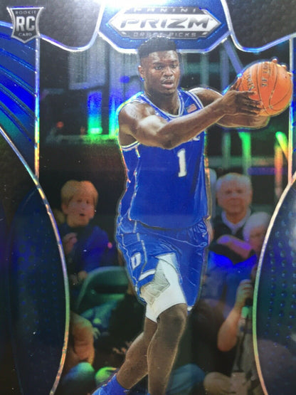 ZION WILLIAMSON ROOKIE CARD PRIZM PANINI RC PELICANS 2019 DUKE JERSEY #1 BLUE SP