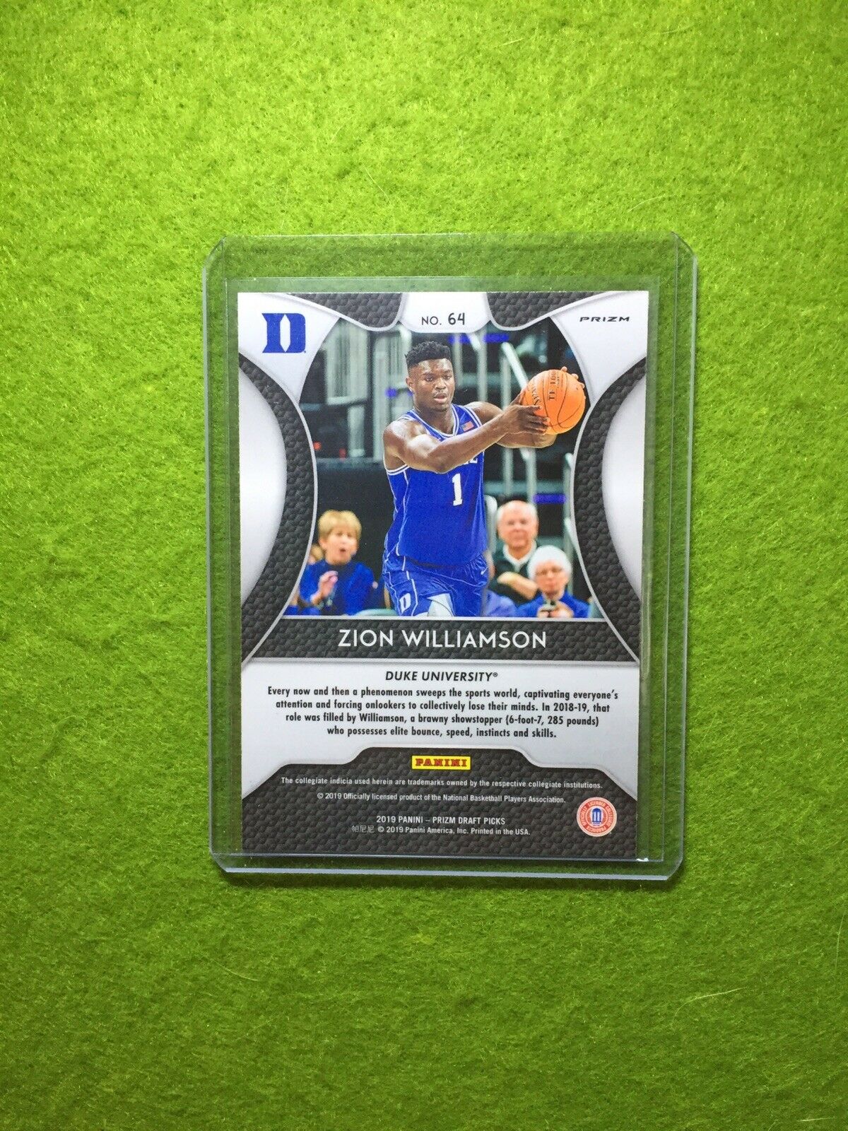 ZION WILLIAMSON ROOKIE CARD PRIZM PANINI RC PELICANS 2019 DUKE JERSEY #1 BLUE SP