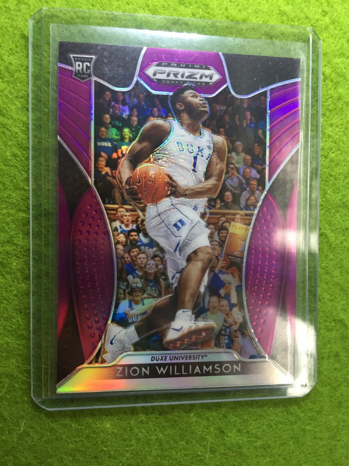 ZION WILLIAMSON PURPLE PRIZM ROOKIE CARD JERSEY#1 DUKE RC 2019 Prizm DP PELICANS