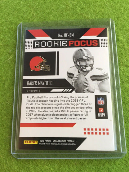 BAKER MAYFIELD ROOKIE PRIZM CARD RC REFRACTOR Holo 2018 Panini UNPARALLELED RFBM