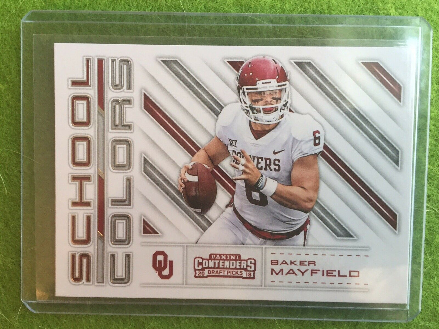 BAKER MAYFIELD ROOKIE CARD OKLAHOMA School Colors 2018 Contenders DraftPicks #16