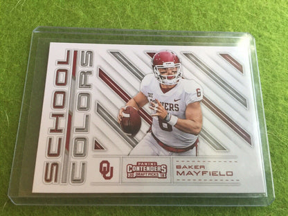 BAKER MAYFIELD ROOKIE CARD OKLAHOMA School Colors 2018 Contenders DraftPicks #16