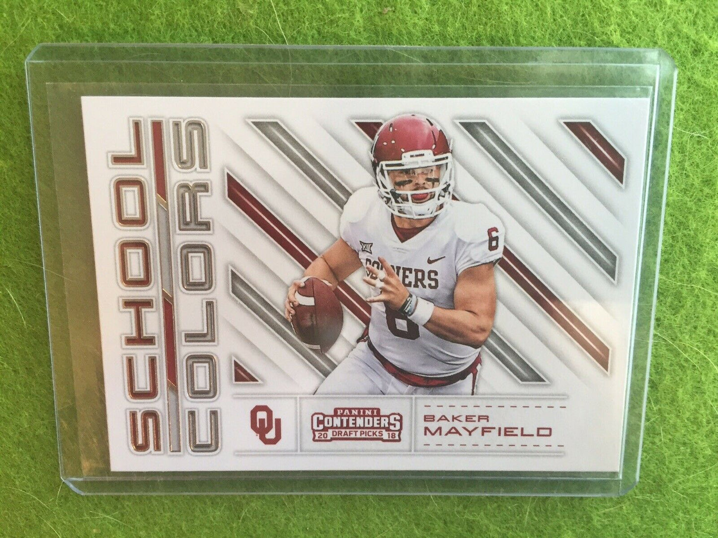 BAKER MAYFIELD ROOKIE CARD OKLAHOMA School Colors 2018 Contenders DraftPicks #16