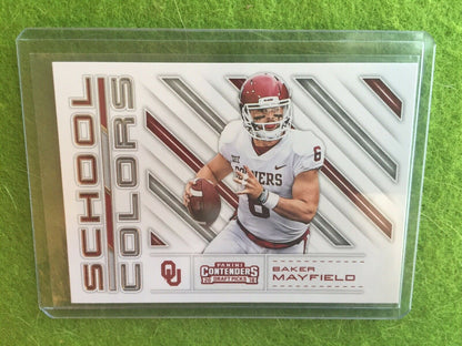 BAKER MAYFIELD ROOKIE CARD OKLAHOMA School Colors 2018 Contenders DraftPicks #16