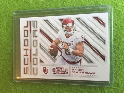 BAKER MAYFIELD ROOKIE CARD OKLAHOMA School Colors 2018 Contenders DraftPicks #16