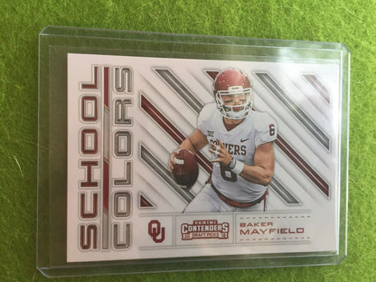 BAKER MAYFIELD ROOKIE CARD OKLAHOMA School Colors 2018 Contenders DraftPicks #16