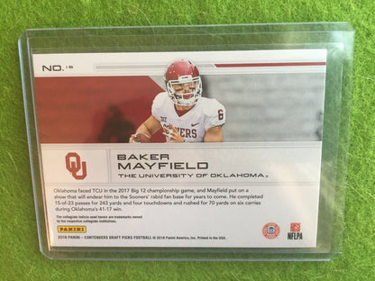 BAKER MAYFIELD ROOKIE CARD OKLAHOMA School Colors 2018 Contenders DraftPicks #16