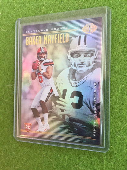 BAKER MAYFIELD ROOKIE CARD VINNY TESTAVERDE RC PRIZM REFRACTOR 2018 Illusions #2