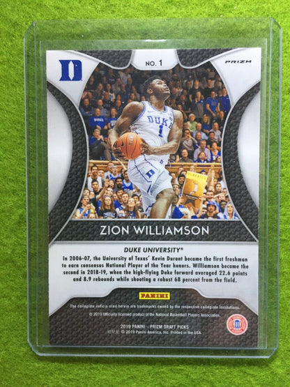 ZION WILLIAMSON PRIZM ROOKIE CARD JERSEY #1 DUKE BLUE REFRACTOR 2019 Prizm Blue