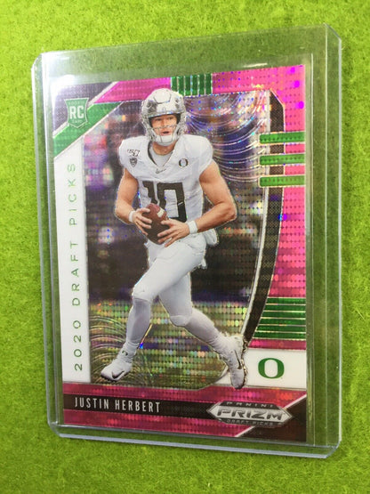 JUSTIN HERBERT PINK PULSAR PRIZM ROOKIE CARD JERSEY #10 Oregon Ducks 2020 Prizm