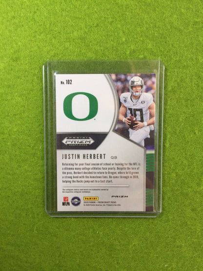 JUSTIN HERBERT PINK PULSAR PRIZM ROOKIE CARD JERSEY #10 Oregon Ducks 2020 Prizm