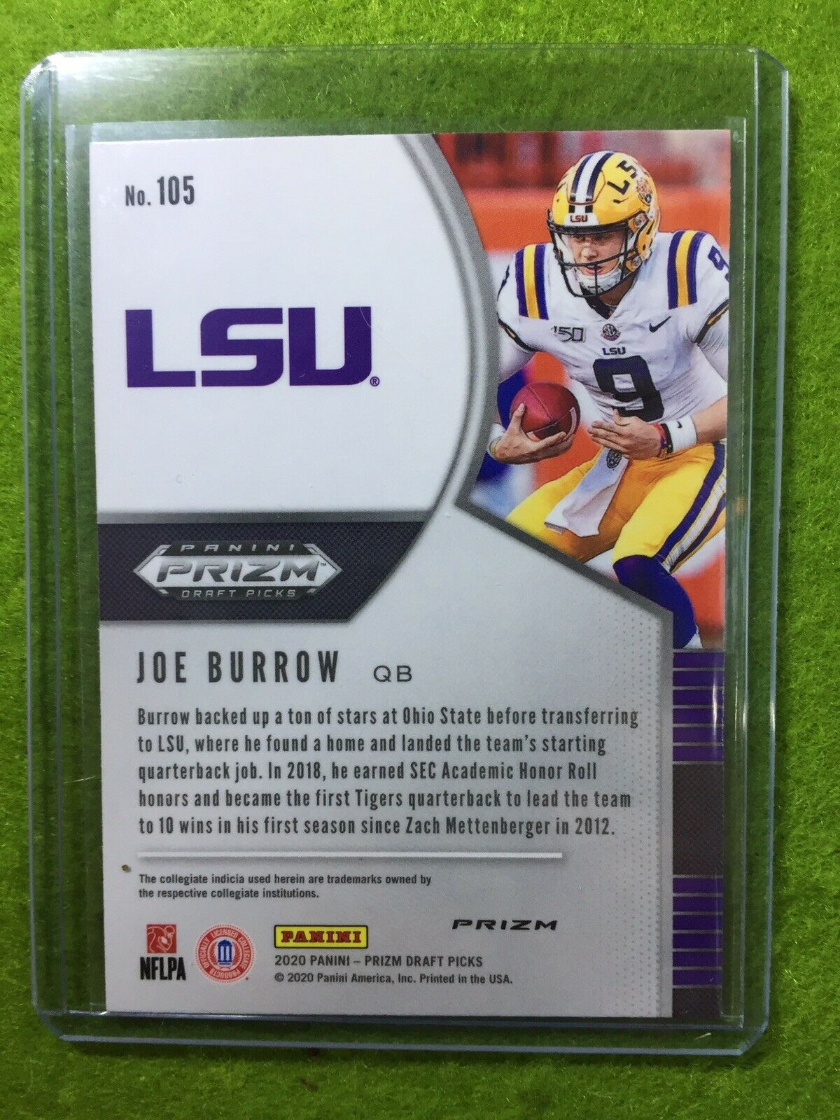 JOE BURROW PINK PULSAR PRIZM ROOKIE CARD JERSEY #9 LSU RC 2020 Prizm DP BENGALS