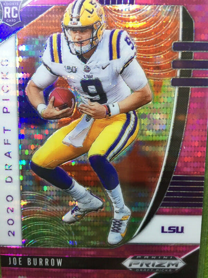 JOE BURROW PINK PULSAR PRIZM ROOKIE CARD JERSEY #9 LSU RC 2020 Prizm DP BENGALS