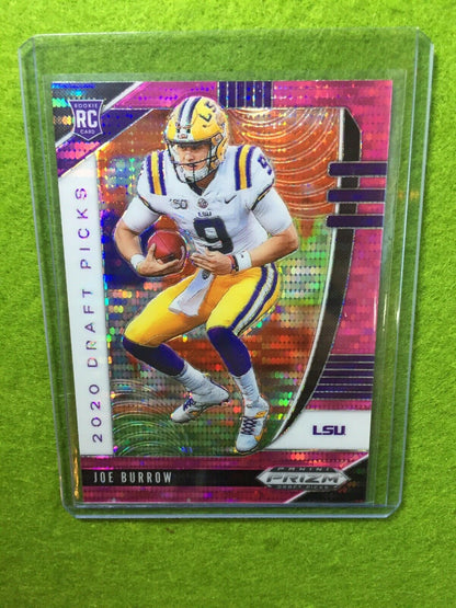 JOE BURROW PINK PULSAR PRIZM ROOKIE CARD JERSEY #9 LSU RC 2020 Prizm DP BENGALS