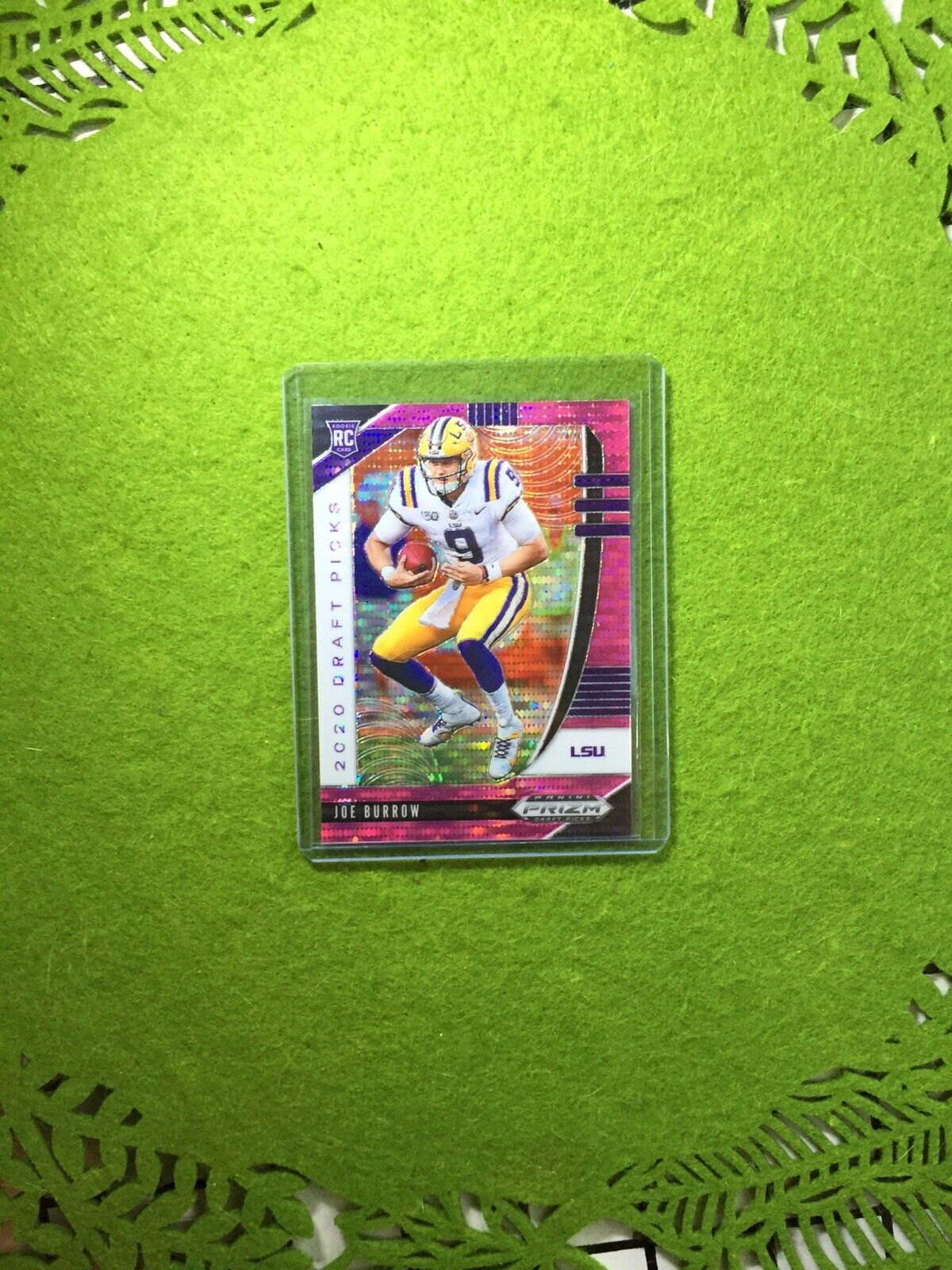 JOE BURROW PINK PULSAR PRIZM ROOKIE CARD JERSEY #9 LSU RC 2020 Prizm DP BENGALS