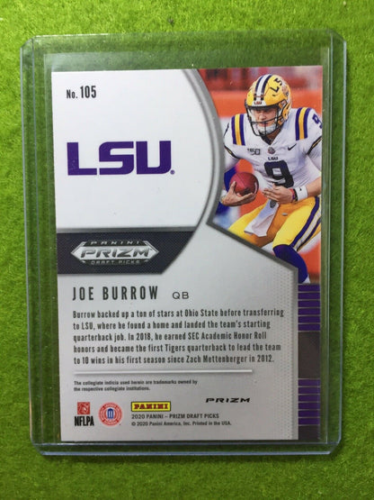 JOE BURROW PURPLE PRIZM ROOKIE CARD JERSEY #9 LSU RC 2020 Prizm DP BENGALS #1 rc