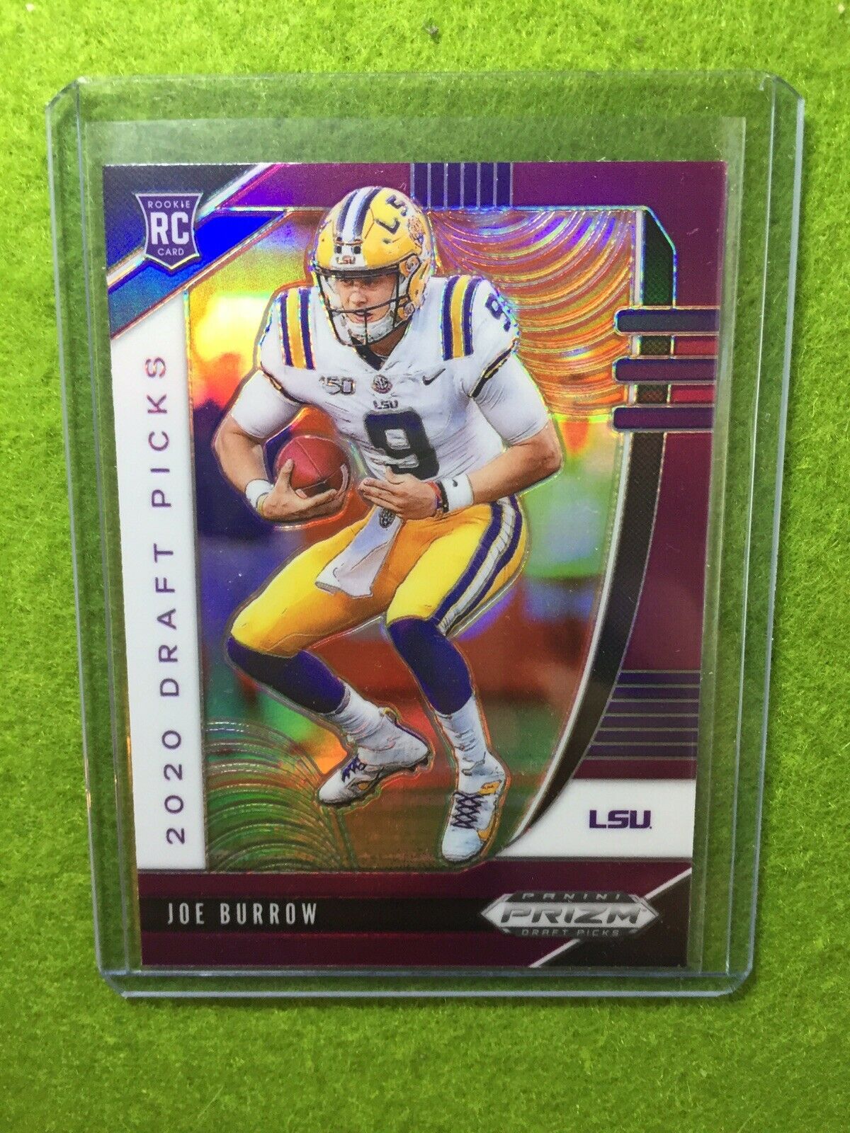 JOE BURROW PURPLE PRIZM ROOKIE CARD JERSEY #9 LSU RC 2020 Prizm DP BENGALS #1 rc