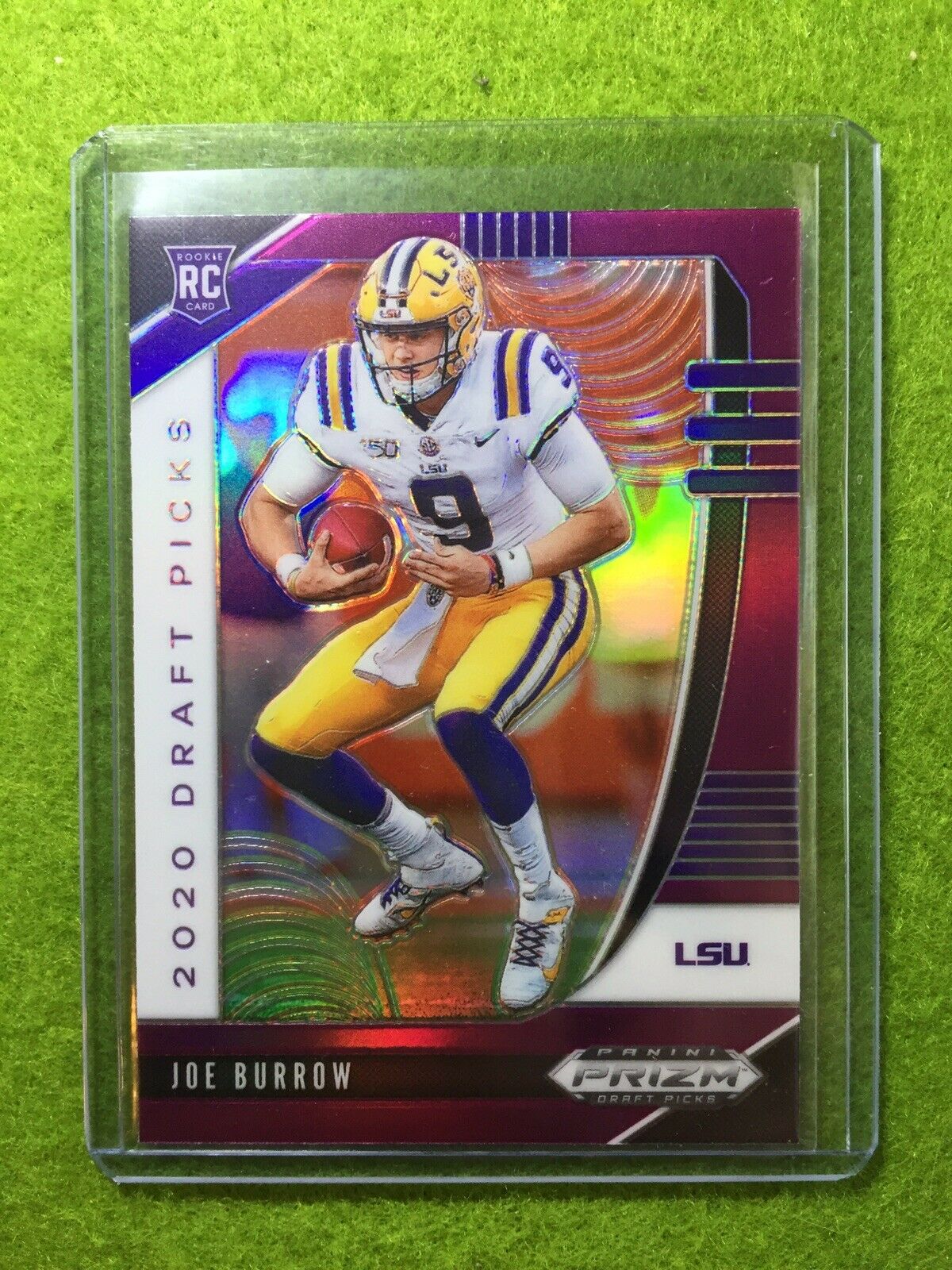 JOE BURROW PURPLE PRIZM ROOKIE CARD JERSEY #9 LSU RC 2020 Prizm DP BENGALS #1 rc