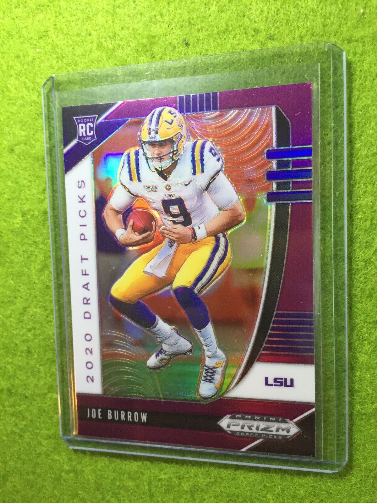 JOE BURROW PURPLE PRIZM ROOKIE CARD JERSEY #9 LSU RC 2020 Prizm DP BENGALS #1 rc