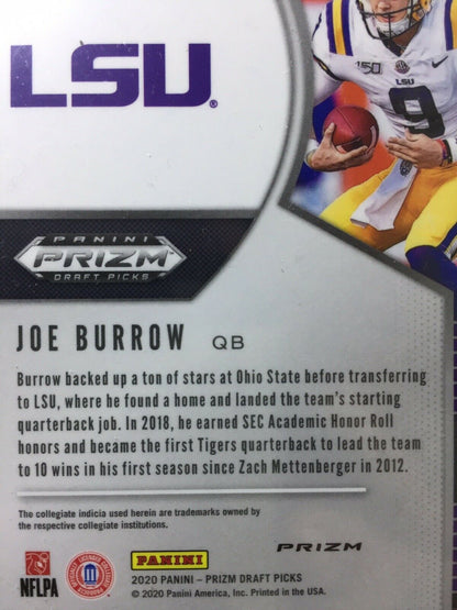 JOE BURROW BLUE PRIZM ROOKIE CARD JERSEY #9 LSU BENGALS RC 2020 Panini Prizm SP