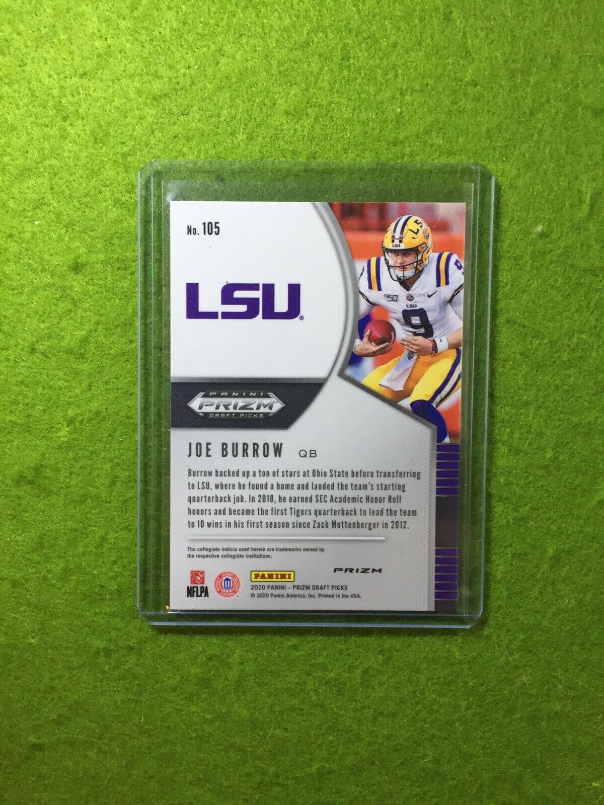 JOE BURROW BLUE PRIZM ROOKIE CARD JERSEY #9 LSU BENGALS RC 2020 Panini Prizm SP