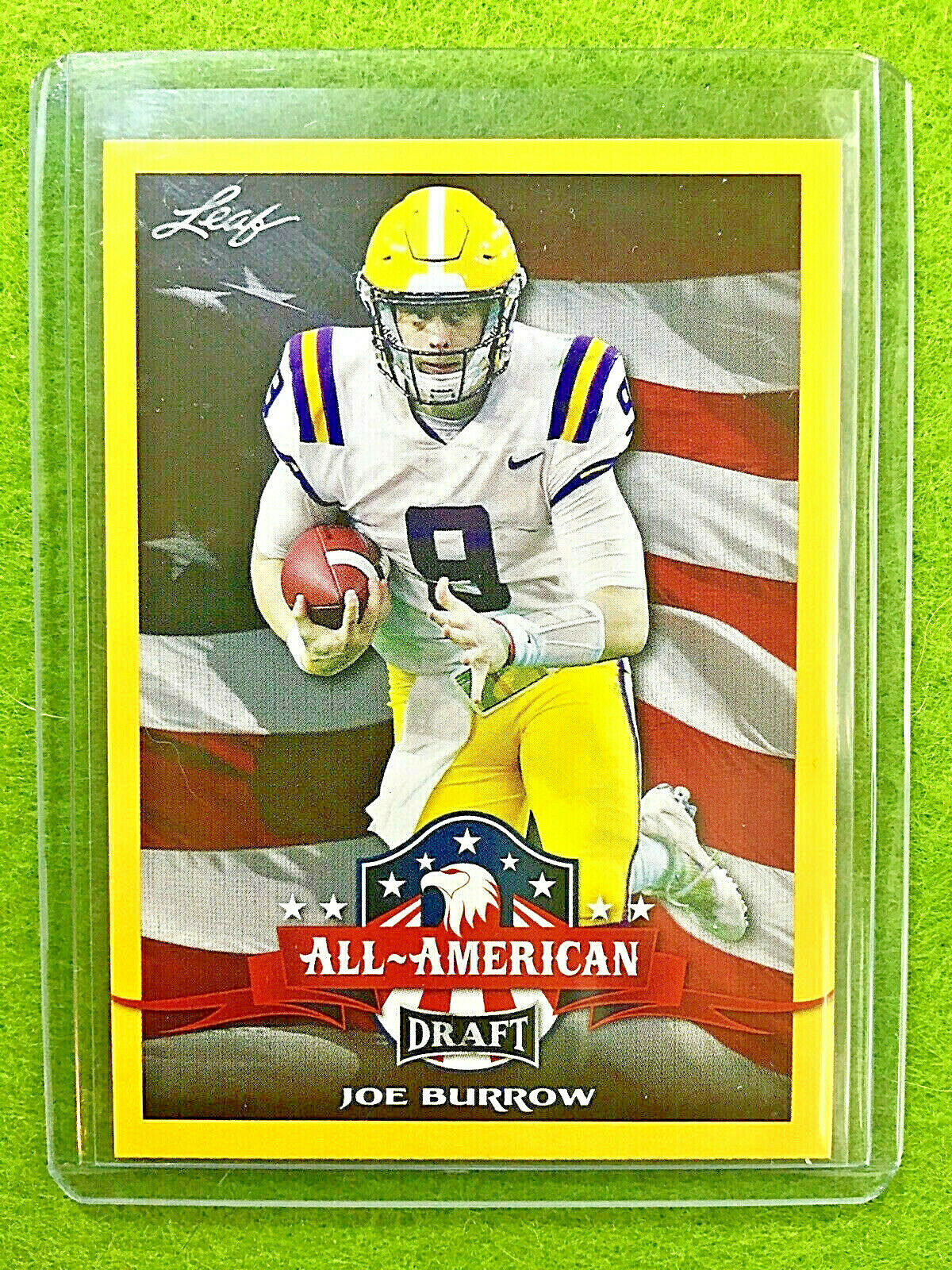 JOE BURROW ROOKIE CARD JERSEY #9 LSU 2020 Leaf Football All American GOLD INSERT