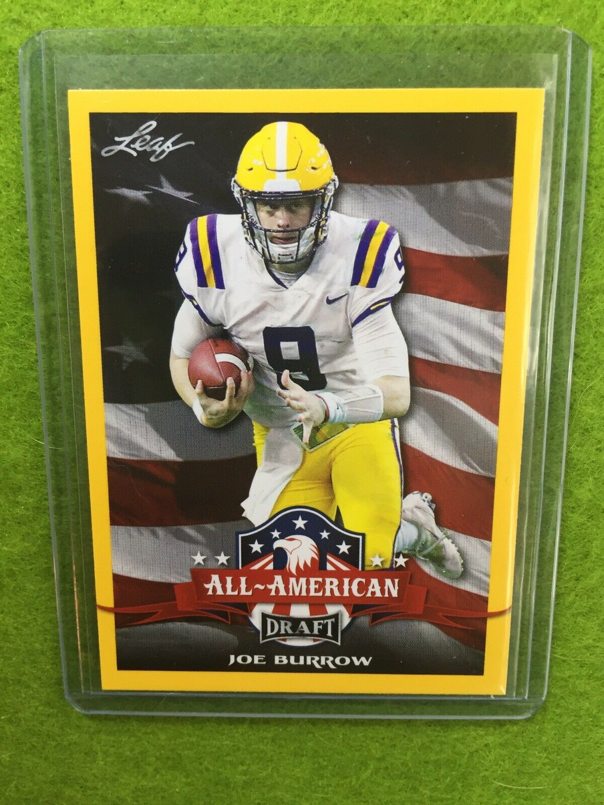 JOE BURROW ROOKIE CARD JERSEY #9 LSU 2020 Leaf Football All American GOLD INSERT