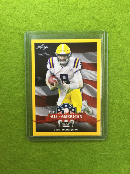 JOE BURROW ROOKIE CARD JERSEY #9 LSU 2020 Leaf Football All American GOLD INSERT