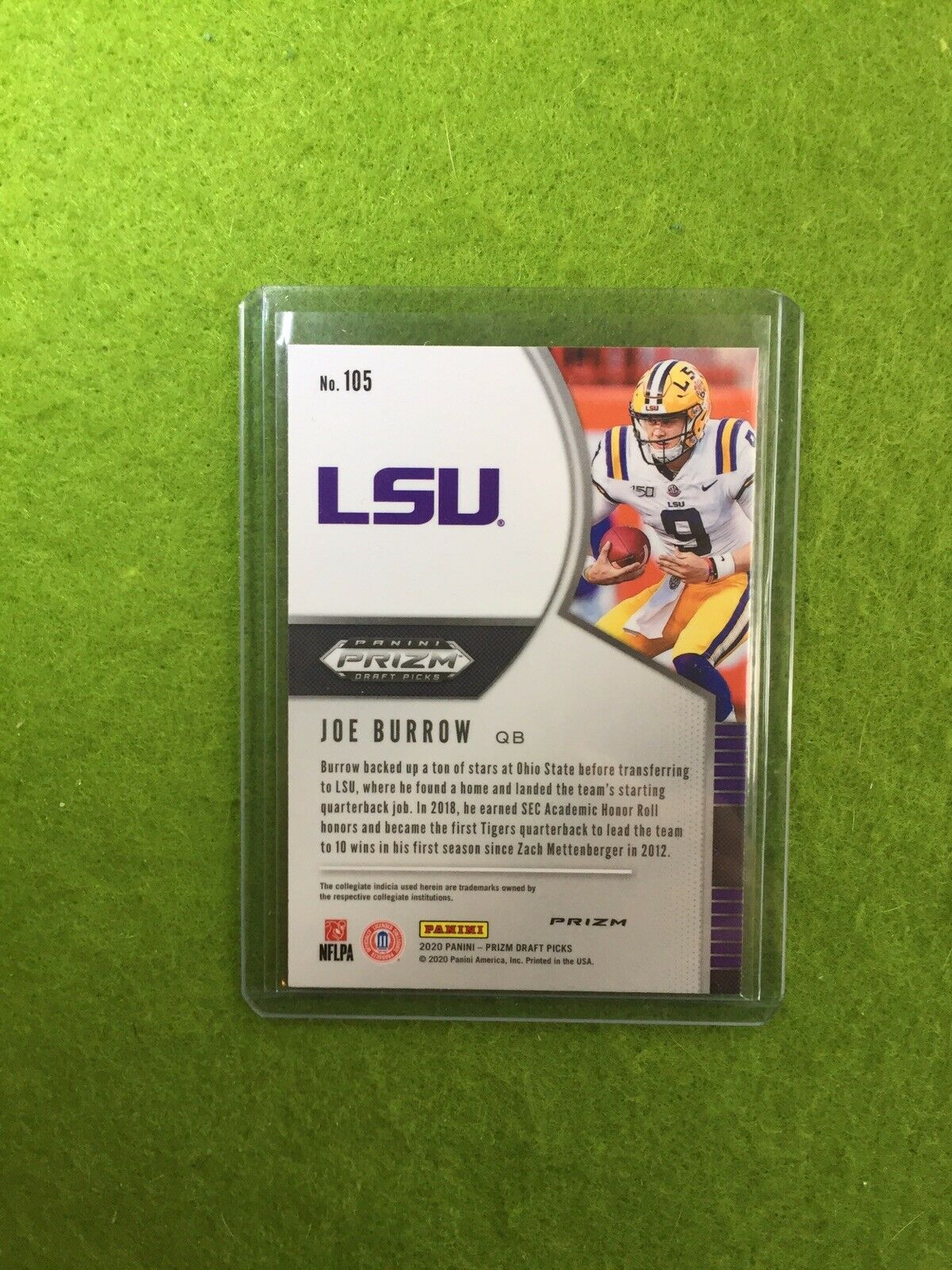 JOE BURROW SILVER PRIZM ROOKIE CARD JERSEY #9 LSU RC 2020 Prizm DP BENGALS #1 rc