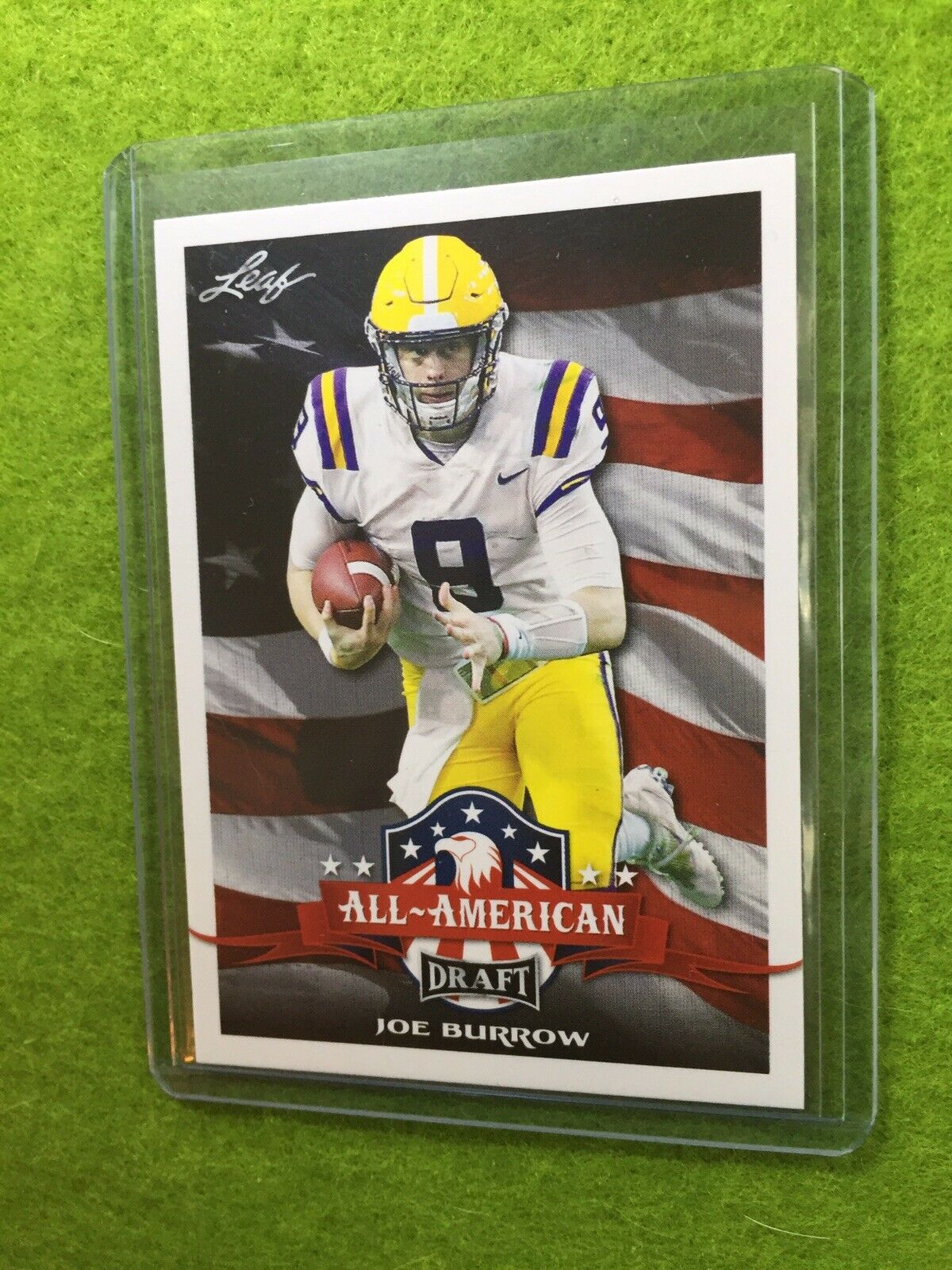 JOE BURROW ROOKIE CARD JERSEY#9 LSU RC 2020 Leaf Football All American SP INSERT