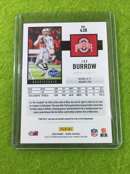 JOE BURROW ROOKIE CARD JERSEY #10 OHIO STATE RC LSU 2020 Panini Score BENGALS SP