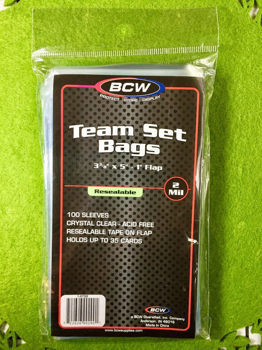 100 BCW TEAM SET BAGS for SPORTS CARDS 1 Pack of 100 TEAM BAGS Clear & Acid Free