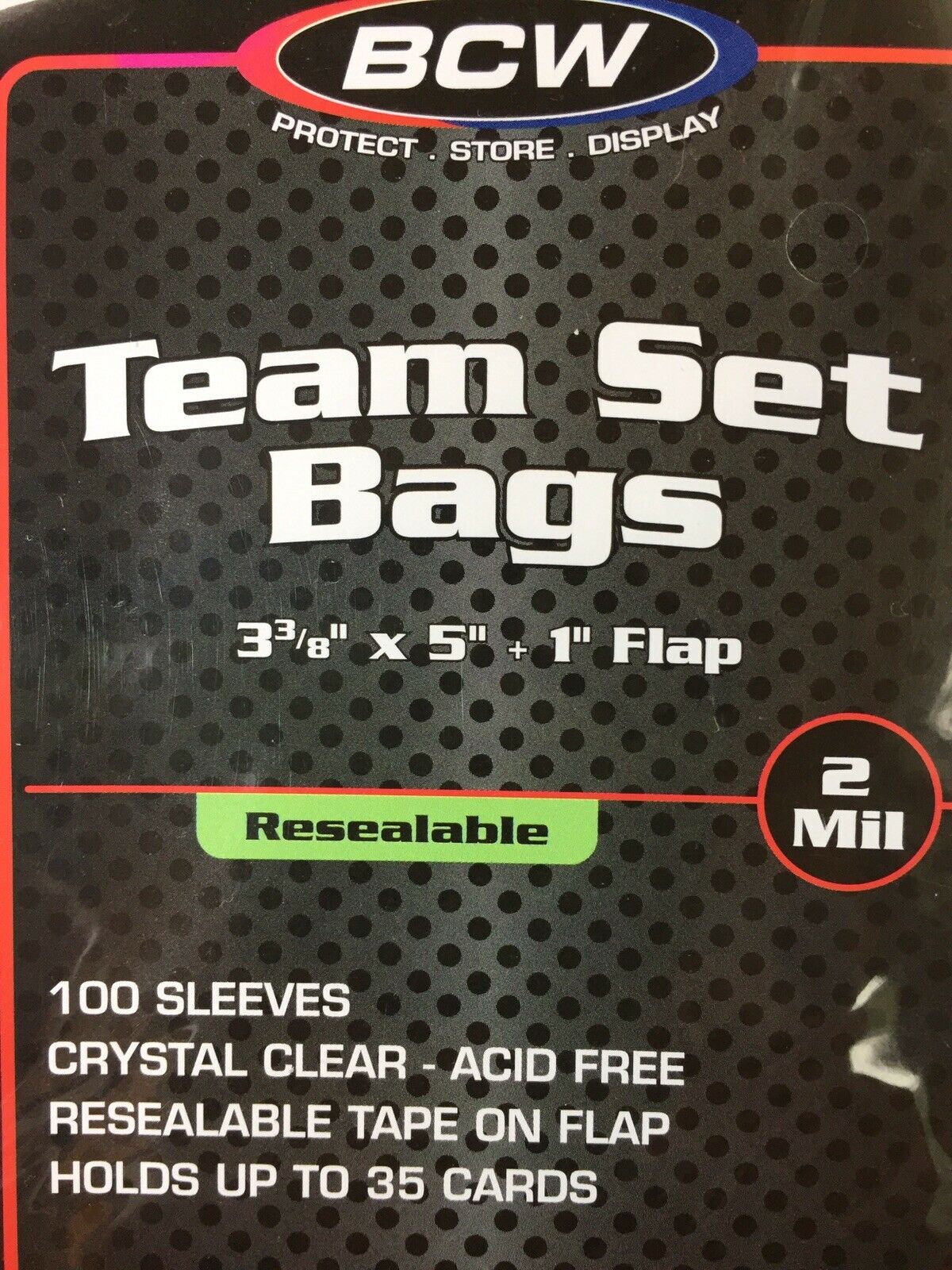 100 BCW TEAM SET BAGS for SPORTS CARDS 1 Pack of 100 TEAM BAGS Clear & Acid Free