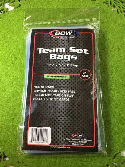 100 BCW TEAM SET BAGS for SPORTS CARDS 1 Pack of 100 TEAM BAGS Clear & Acid Free