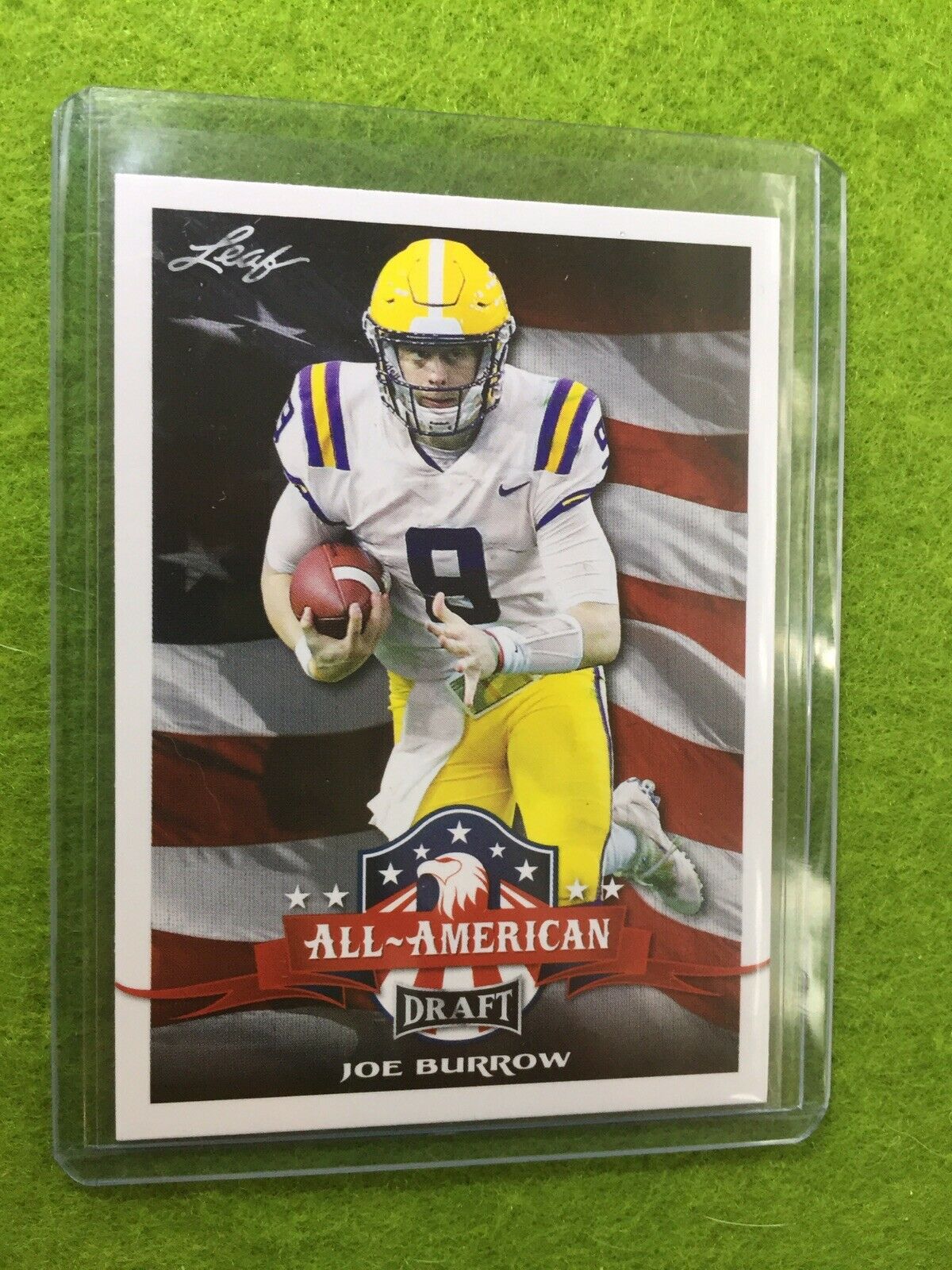 JOE BURROW ROOKIE CARD JERSEY#9 LSU RC 2020 Leaf Football All American SP INSERT