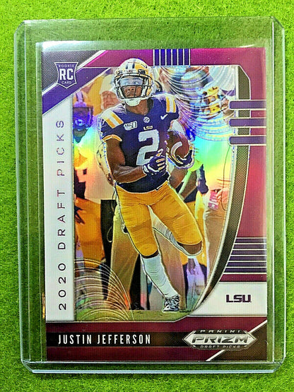 JUSTIN JEFFERSON VIKINGS PURPLE PRIZM ROOKIE CARD JERSEY #2 LSU RC 2020 Prizm DP