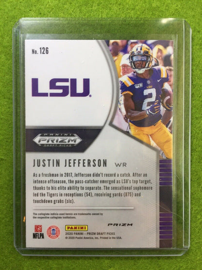 JUSTIN JEFFERSON VIKINGS PURPLE PRIZM ROOKIE CARD JERSEY #2 LSU RC 2020 Prizm DP