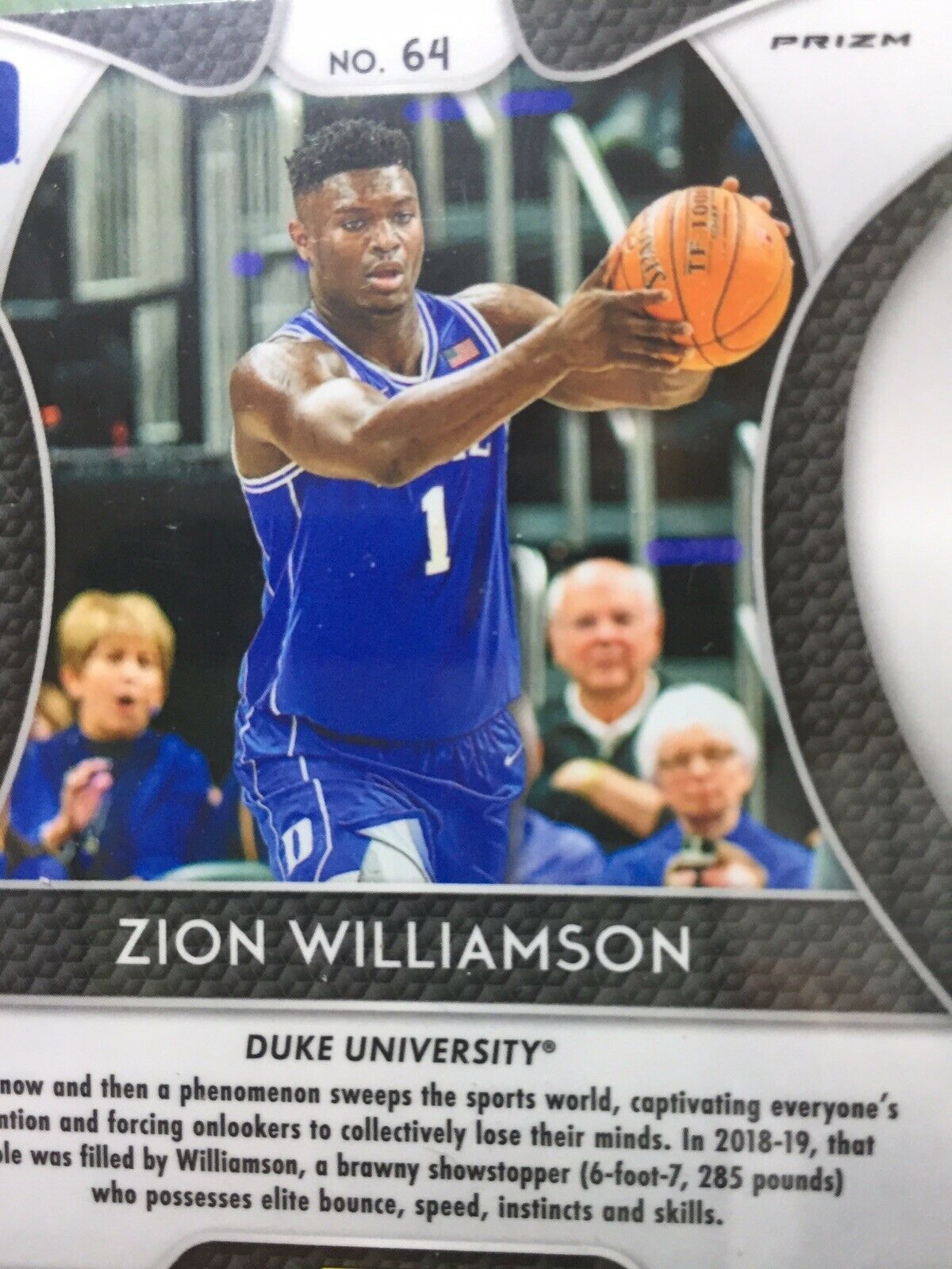 ZION WILLIAMSON SILVER PRIZM ROOKIE CARD JERSEY#1 DUKE RC PELICANS 2019 Prizm DP