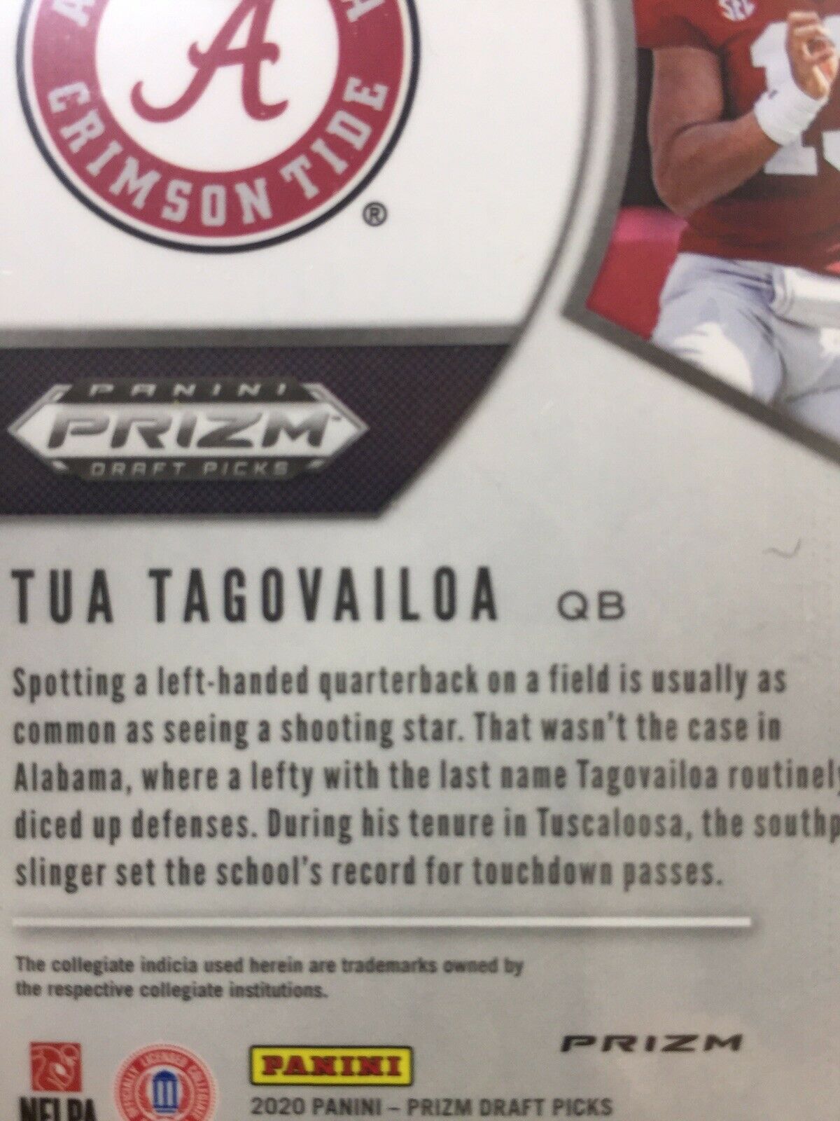 TUA TAGOVAILOA SILVER PRIZM ROOKIE CARD JERSEY #13 ALABAMA RC 2020 Panini Prizm