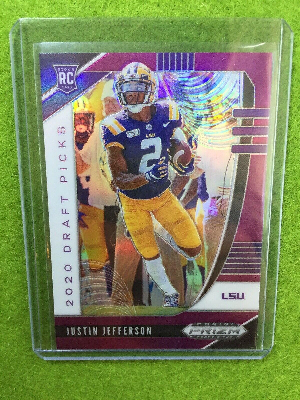 JUSTIN JEFFERSON VIKINGS PURPLE PRIZM ROOKIE CARD JERSEY #2 LSU RC 2020 Prizm DP